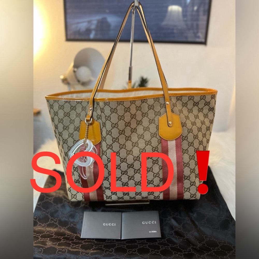 SOLD❗️Authentic Gucci Monogram Web Medium Jolie Tote Bag